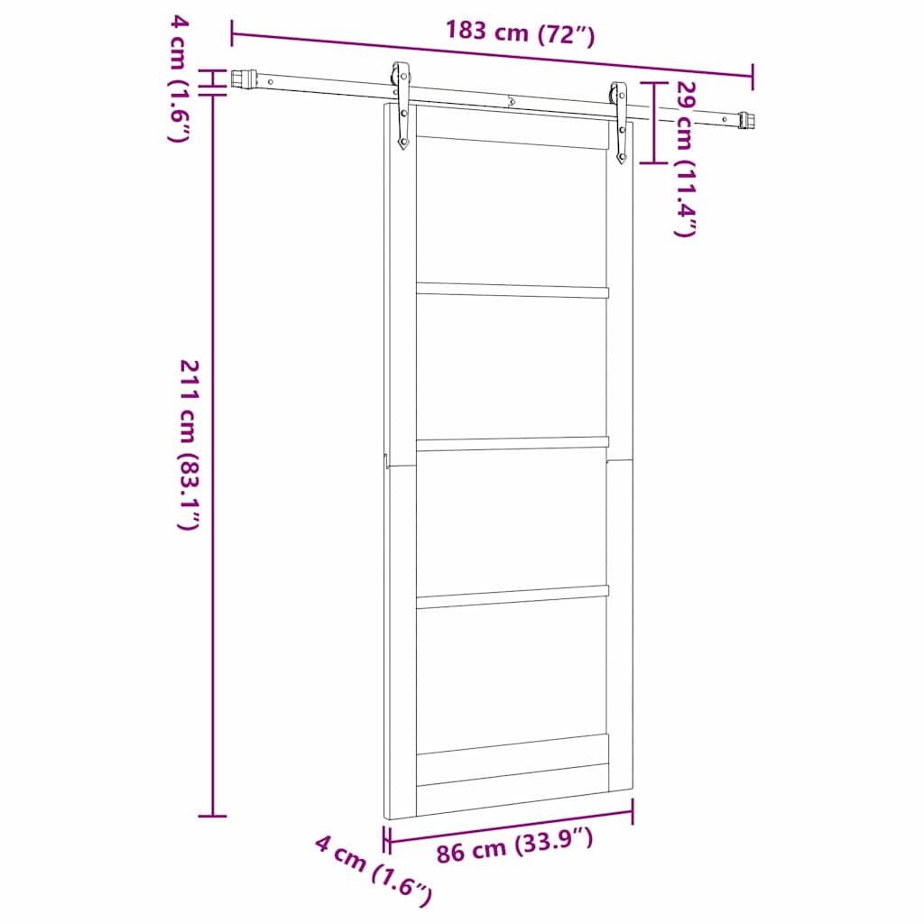 Συρόμενη Πόρτα Φυσικό 86 x 211 cm Μασίφ ξύλο πεύκου και γυαλί - Pakobazaar
