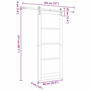 Συρόμενη Πόρτα Φυσικό 86 x 211 cm Μασίφ ξύλο πεύκου και γυαλί - Pakobazaar