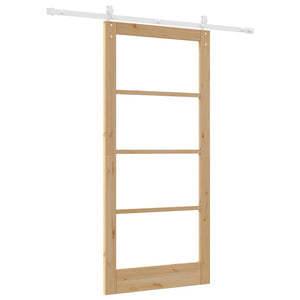 Συρόμενη Πόρτα Φυσικό 93 x 202 cm Μασίφ ξύλο πεύκου και γυαλί - Pakobazaar