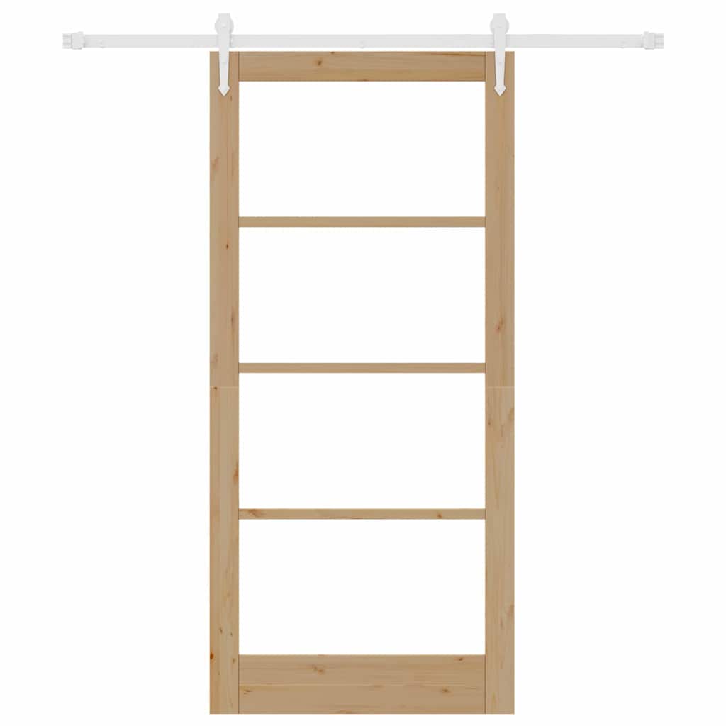 Συρόμενη Πόρτα Φυσικό 93 x 202 cm Μασίφ ξύλο πεύκου και γυαλί - Pakobazaar