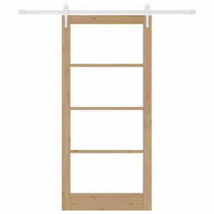 Συρόμενη Πόρτα Φυσικό 93 x 202 cm Μασίφ ξύλο πεύκου και γυαλί - Pakobazaar