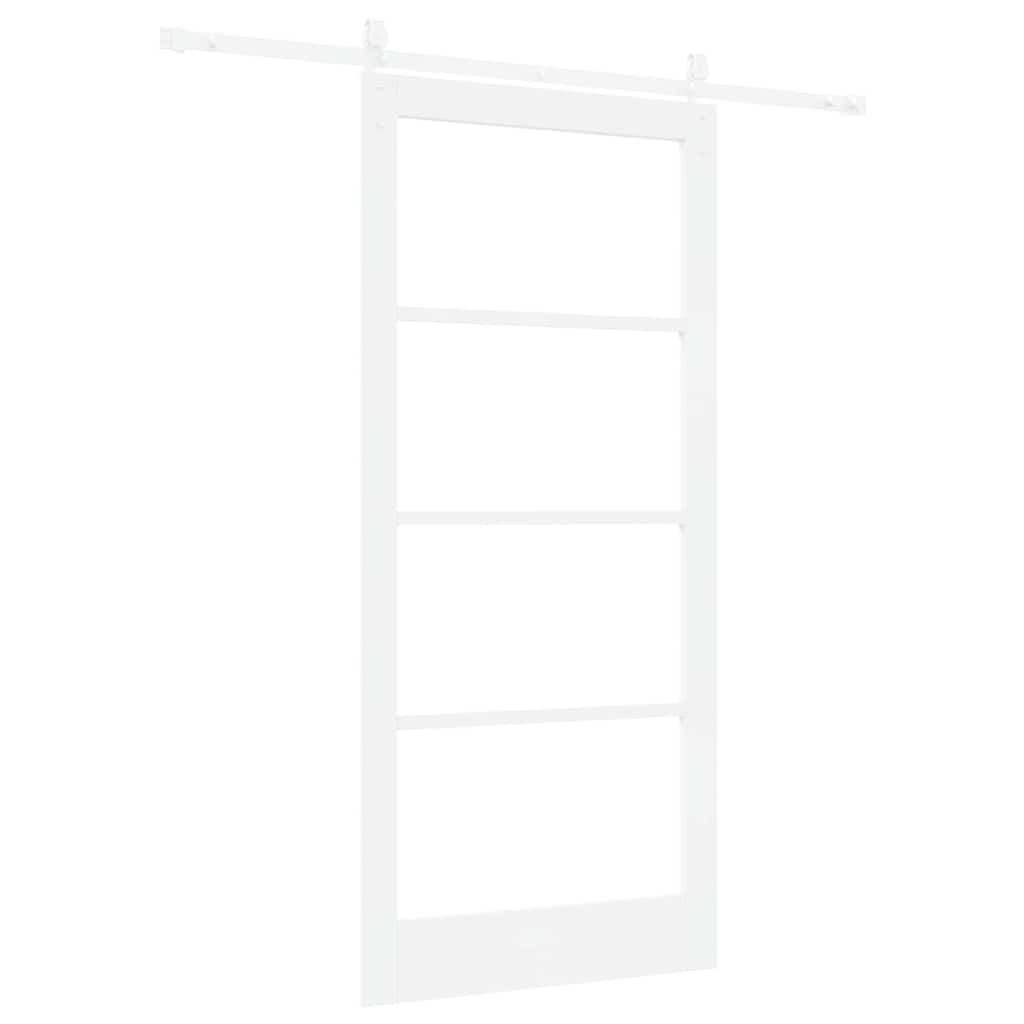 Συρόμενη Πόρτα Λευκό 93 x 202 cm Μασίφ ξύλο πεύκου και γυαλί - Pakobazaar