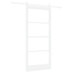 Συρόμενη Πόρτα Λευκό 93 x 202 cm Μασίφ ξύλο πεύκου και γυαλί - Pakobazaar