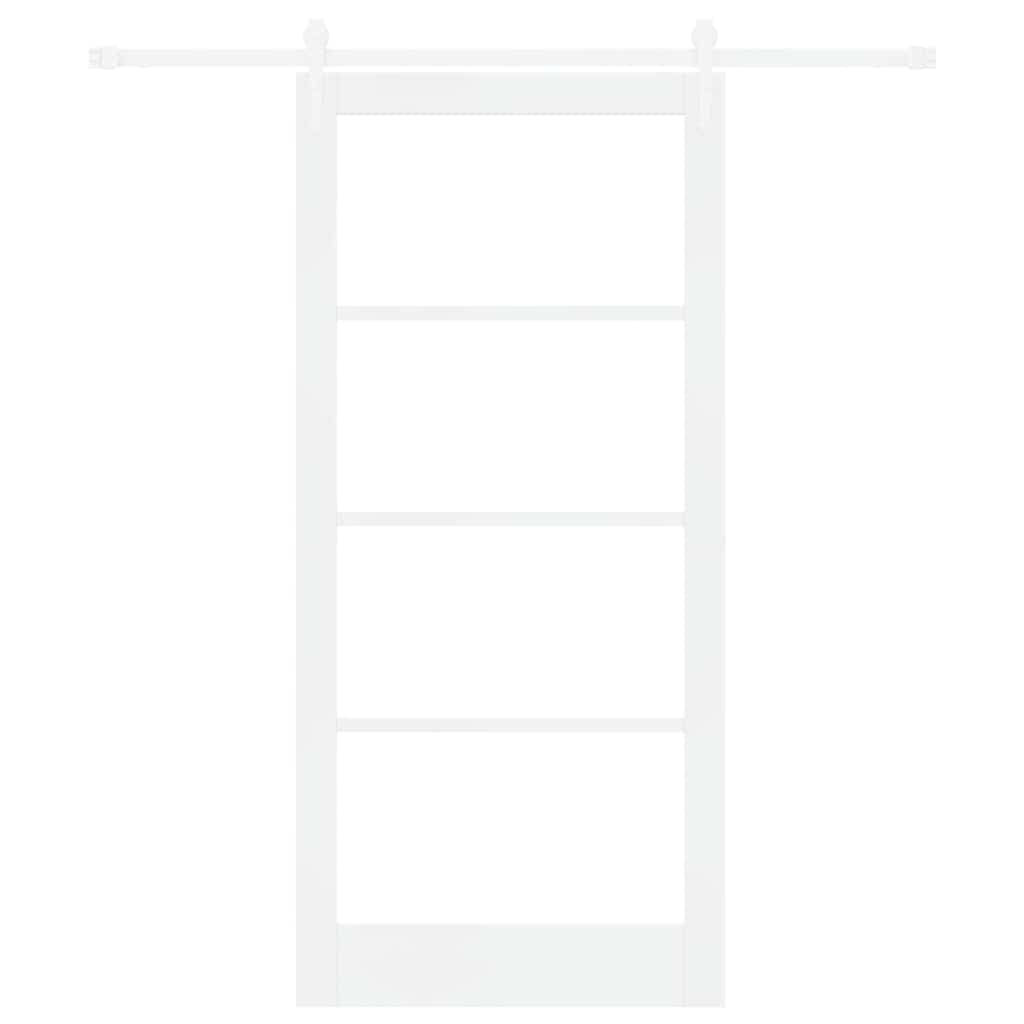 Συρόμενη Πόρτα Λευκό 93 x 202 cm Μασίφ ξύλο πεύκου και γυαλί - Pakobazaar
