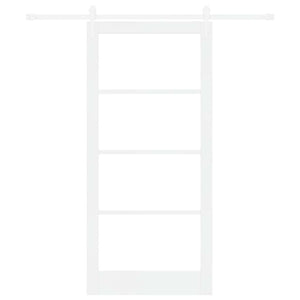 Συρόμενη Πόρτα Λευκό 93 x 202 cm Μασίφ ξύλο πεύκου και γυαλί - Pakobazaar