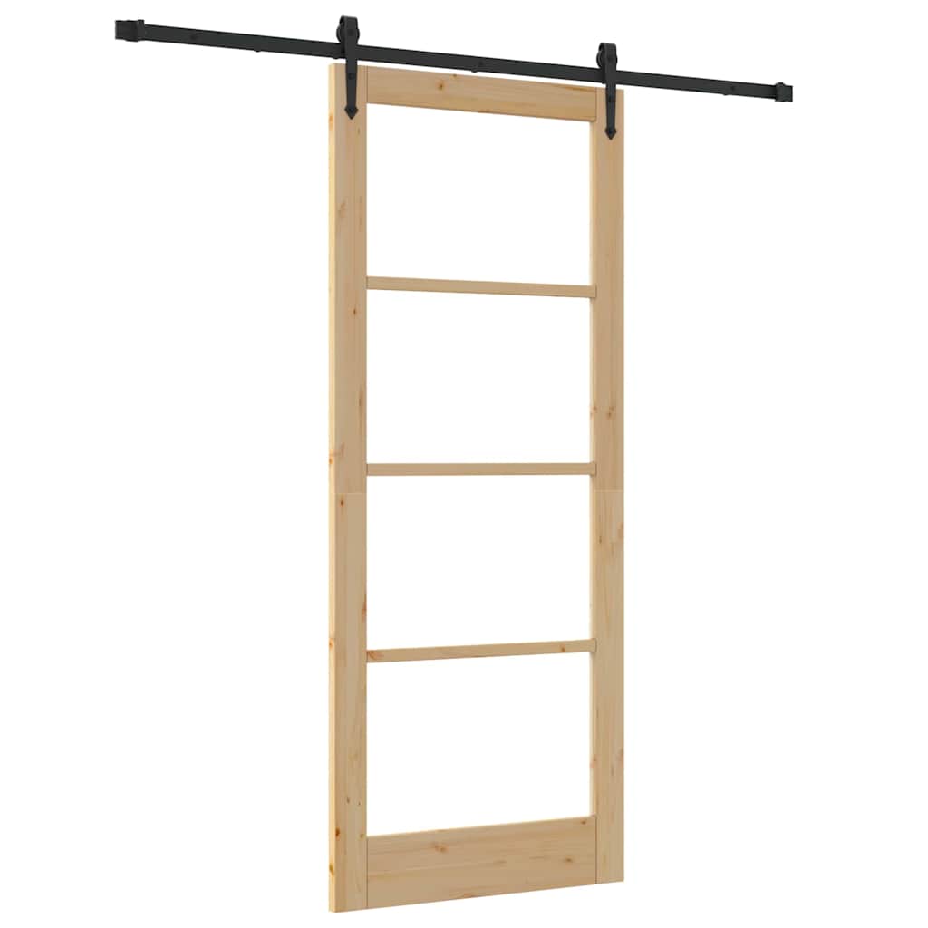 Συρόμενη Πόρτα Φυσικό και Μαύρο 86 x 211 cm - Pakobazaar
