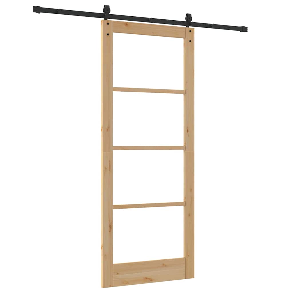 Συρόμενη Πόρτα Φυσικό και Μαύρο 86 x 211 cm - Pakobazaar
