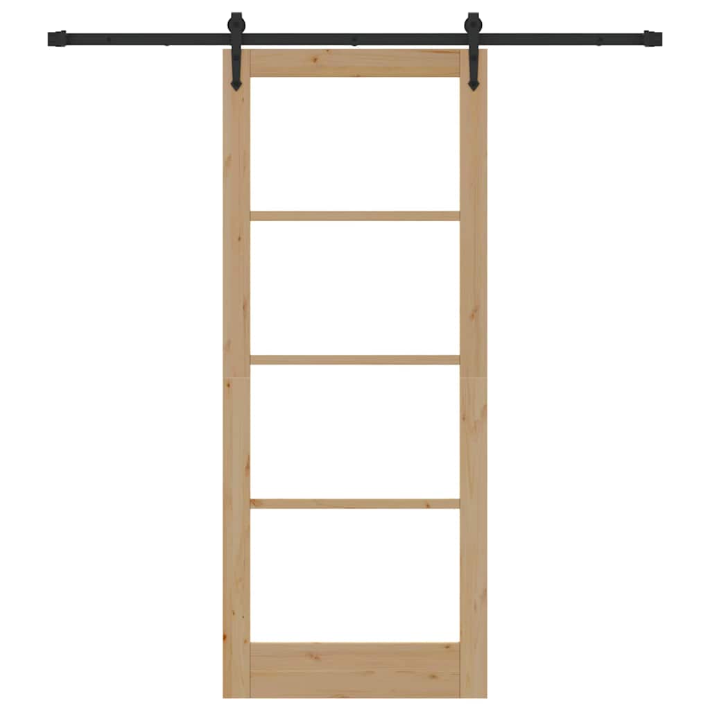 Συρόμενη Πόρτα Φυσικό και Μαύρο 86 x 211 cm - Pakobazaar