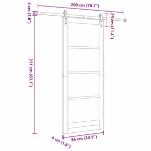 Συρόμενη Πόρτα Φυσικό και Μαύρο 86 x 211 cm - Pakobazaar