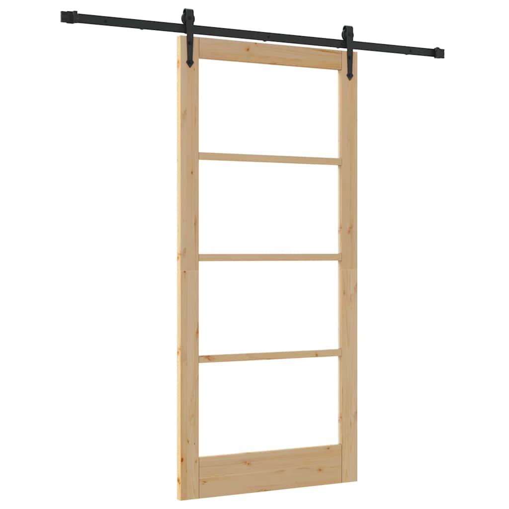 Συρόμενη Πόρτα Φυσικό και Μαύρο 93 x 202 cm - Pakobazaar