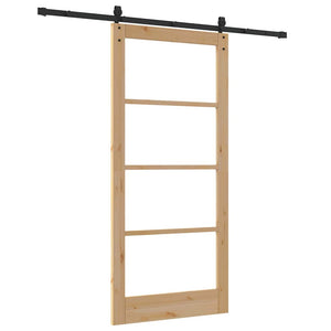 Συρόμενη Πόρτα Φυσικό και Μαύρο 93 x 202 cm - Pakobazaar