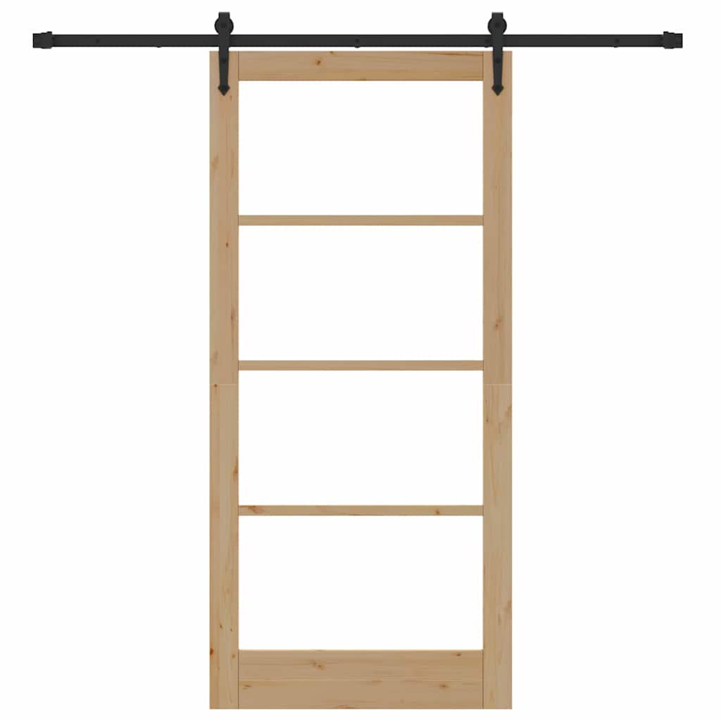 Συρόμενη Πόρτα Φυσικό και Μαύρο 93 x 202 cm - Pakobazaar