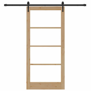 Συρόμενη Πόρτα Φυσικό και Μαύρο 93 x 202 cm - Pakobazaar