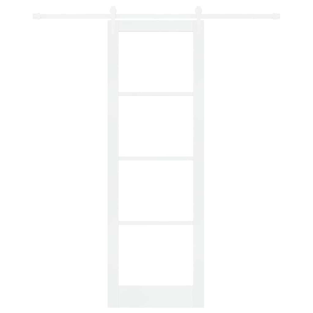 Συρόμενη Πόρτα Λευκό 78 x 232 cm Μασίφ ξύλο πεύκου και γυαλί - Pakobazaar