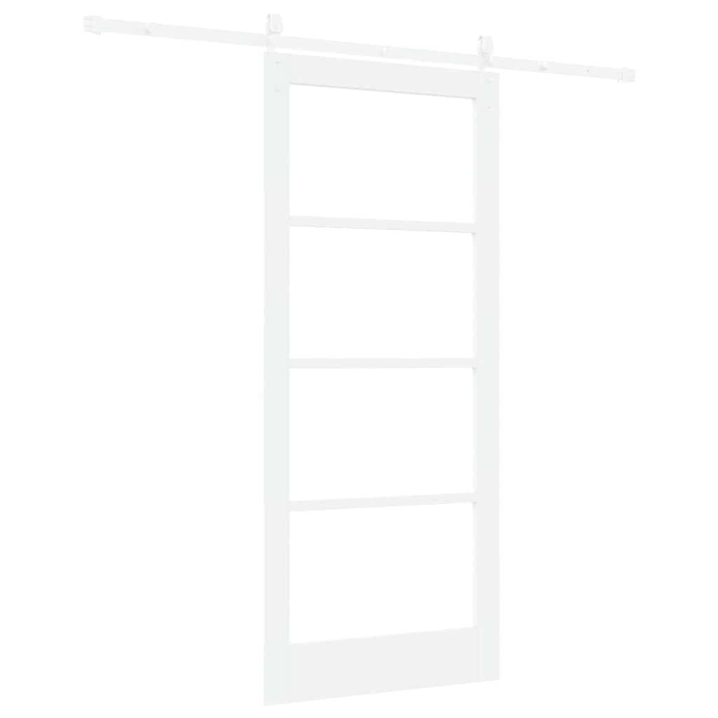 Συρόμενη Πόρτα Λευκό 86 x 198,5 cm Μασίφ ξύλο πεύκου και γυαλί - Pakobazaar