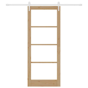 Συρόμενη Πόρτα Φυσικό 86 x 211 cm Μασίφ ξύλο πεύκου και γυαλί - Pakobazaar