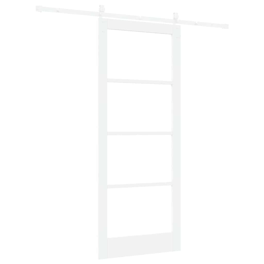 Συρόμενη Πόρτα Λευκό 86 x 211 cm Μασίφ ξύλο πεύκου και γυαλί - Pakobazaar