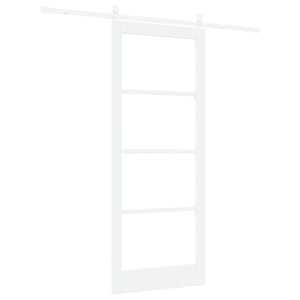 Συρόμενη Πόρτα Λευκό 86 x 211 cm Μασίφ ξύλο πεύκου και γυαλί - Pakobazaar