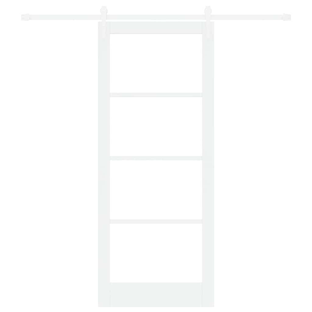Συρόμενη Πόρτα Λευκό 86 x 211 cm Μασίφ ξύλο πεύκου και γυαλί - Pakobazaar