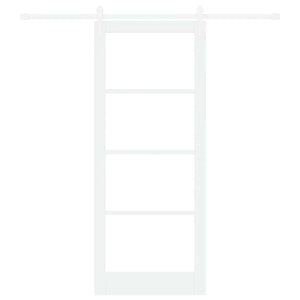 Συρόμενη Πόρτα Λευκό 86 x 211 cm Μασίφ ξύλο πεύκου και γυαλί - Pakobazaar