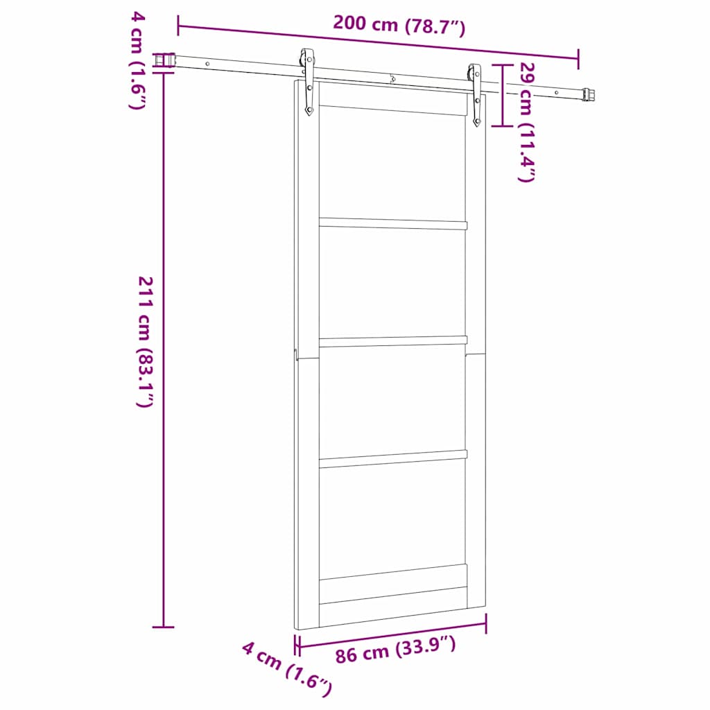 Συρόμενη Πόρτα Λευκό 86 x 211 cm Μασίφ ξύλο πεύκου και γυαλί - Pakobazaar