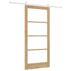 Συρόμενη Πόρτα Φυσικό 93 x 202 cm Μασίφ ξύλο πεύκου και γυαλί - Pakobazaar