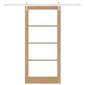 Συρόμενη Πόρτα Φυσικό 93 x 202 cm Μασίφ ξύλο πεύκου και γυαλί - Pakobazaar
