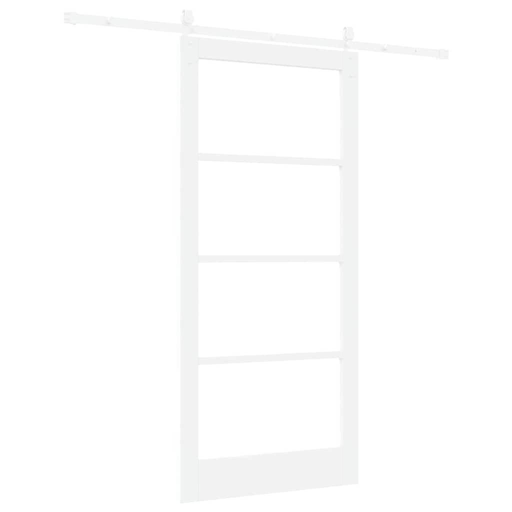 Συρόμενη Πόρτα Λευκό 93 x 202 cm Μασίφ ξύλο πεύκου και γυαλί - Pakobazaar