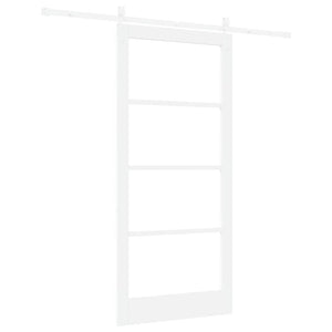 Συρόμενη Πόρτα Λευκό 93 x 202 cm Μασίφ ξύλο πεύκου και γυαλί - Pakobazaar