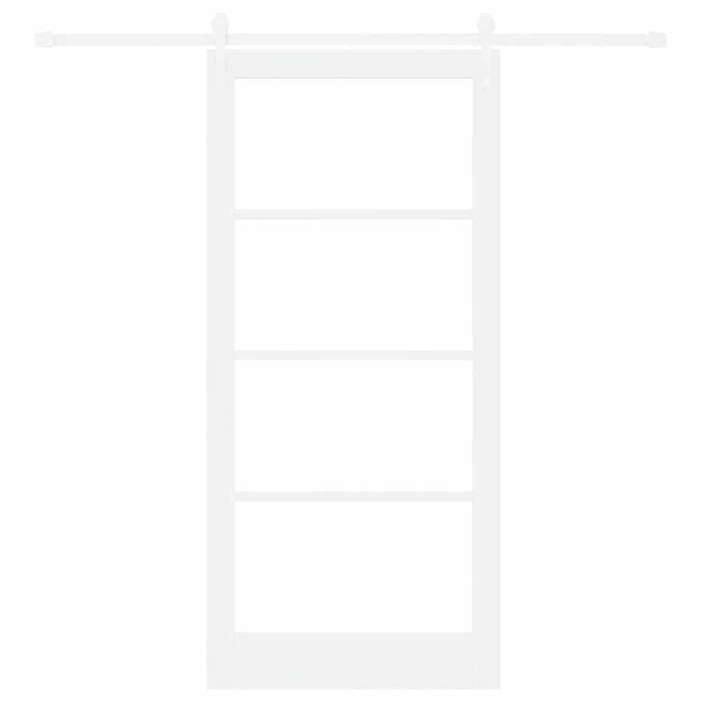 Συρόμενη Πόρτα Λευκό 93 x 202 cm Μασίφ ξύλο πεύκου και γυαλί - Pakobazaar