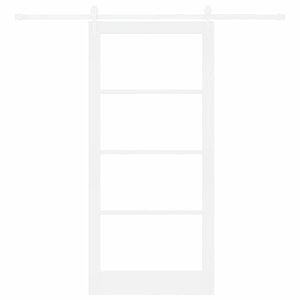 Συρόμενη Πόρτα Λευκό 93 x 202 cm Μασίφ ξύλο πεύκου και γυαλί - Pakobazaar