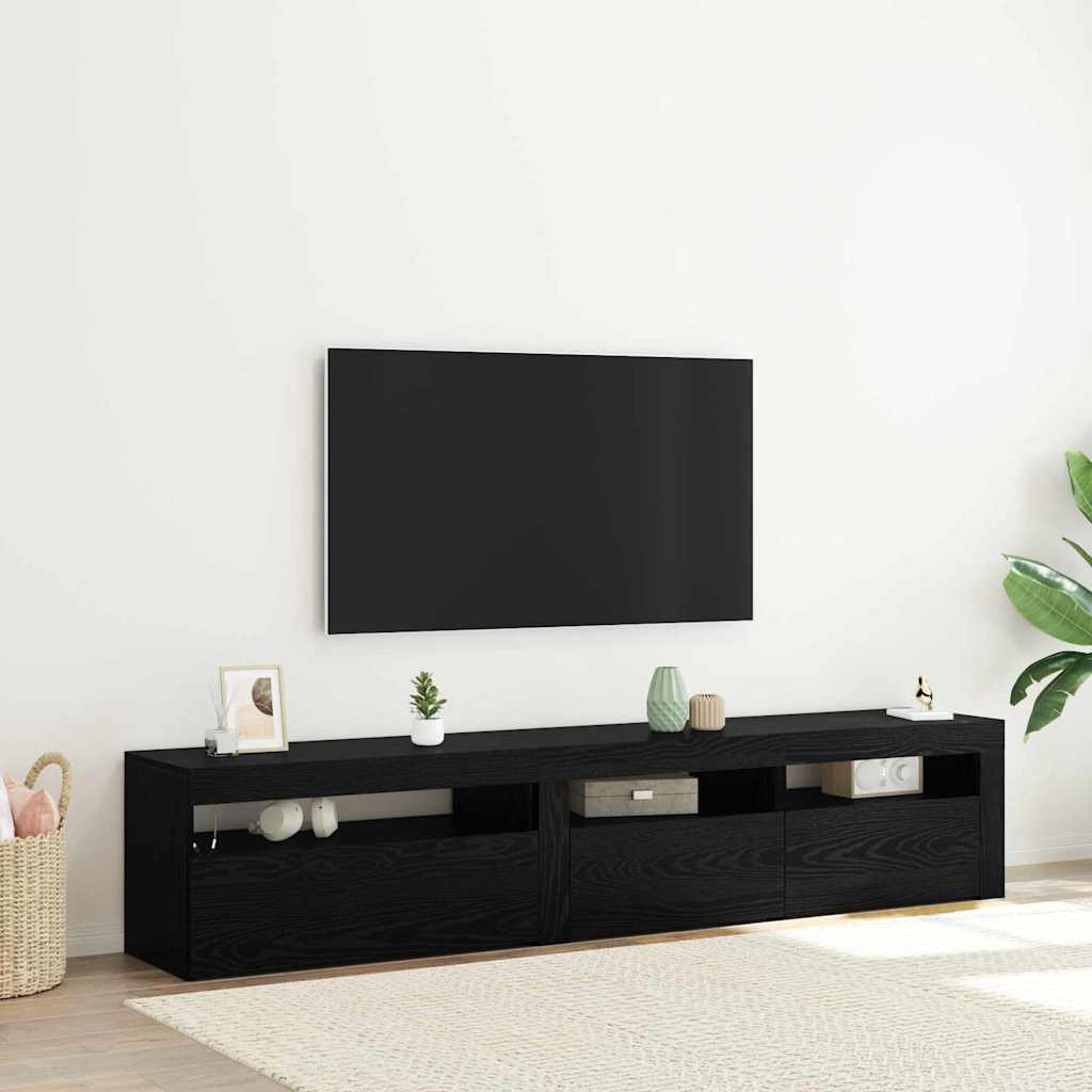 Ντουλάπι TV 2 pcs Μαύρη Οξυά 195 x 35 x 40 εκ.