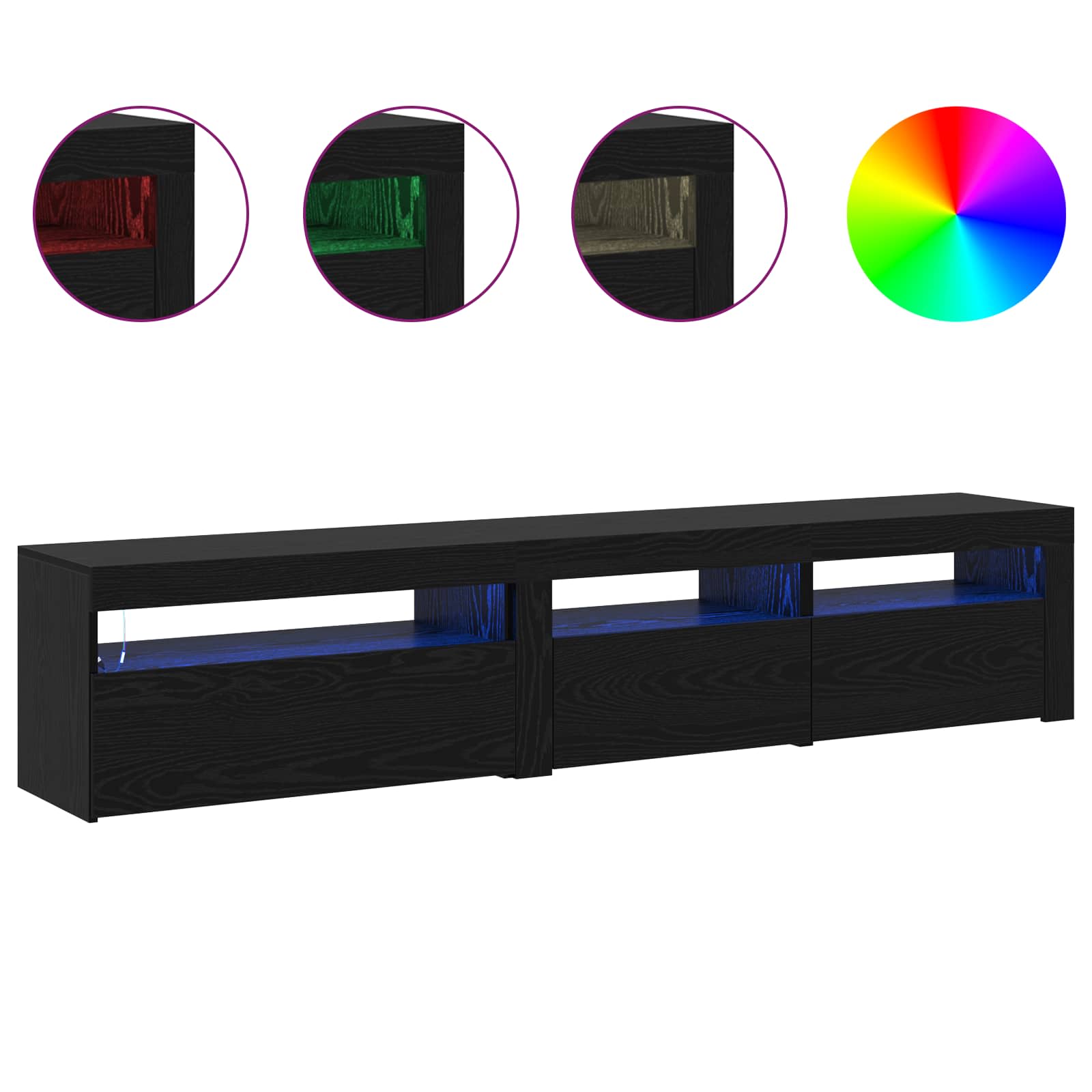 Ντουλάπι TV 2 pcs Μαύρη Οξυά 195 x 35 x 40 εκ.