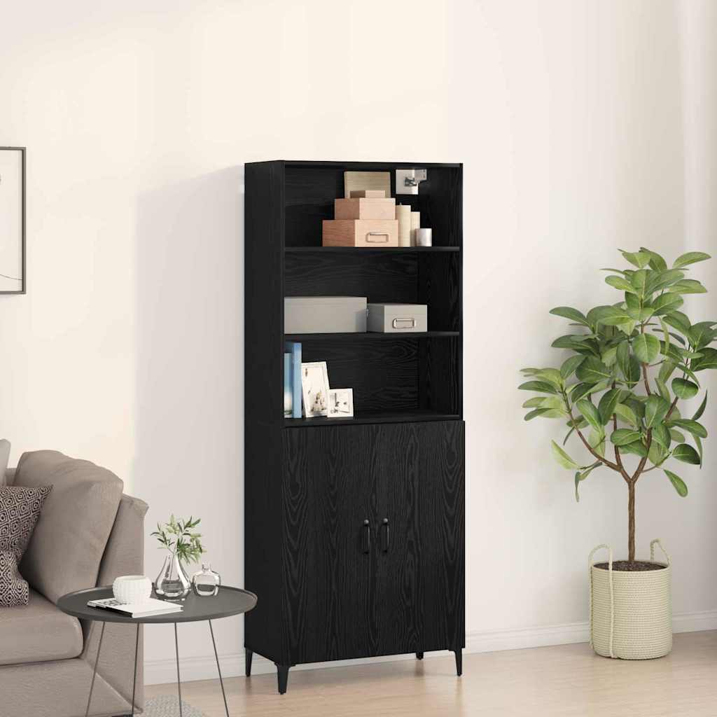 Highboard Μαύρη Οξυά 69,5 x 32,5 x 180 εκ Επεξεργασμένο ξύλο