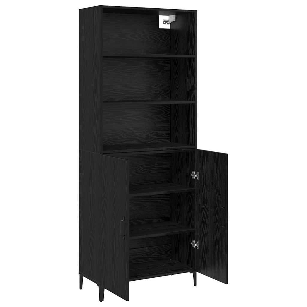 Highboard Μαύρη Οξυά 69,5 x 32,5 x 180 εκ Επεξεργασμένο ξύλο