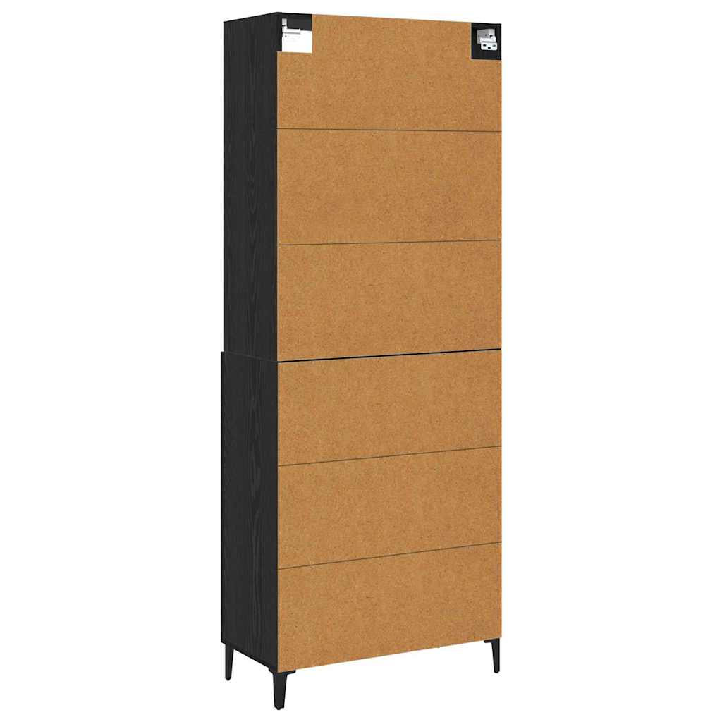 Highboard Μαύρη Οξυά 69,5 x 32,5 x 180 εκ Επεξεργασμένο ξύλο