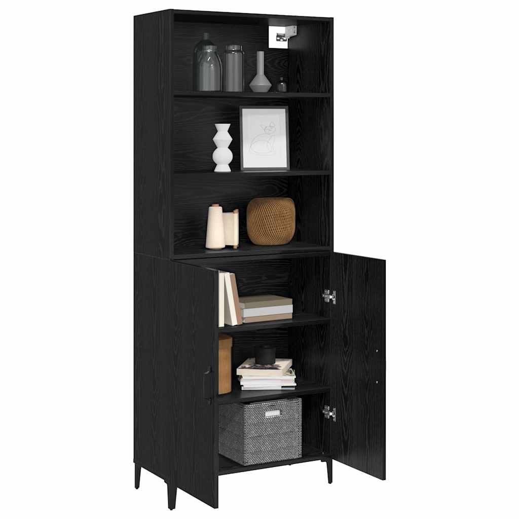 Highboard Μαύρη Οξυά 69,5 x 32,5 x 180 εκ Επεξεργασμένο ξύλο