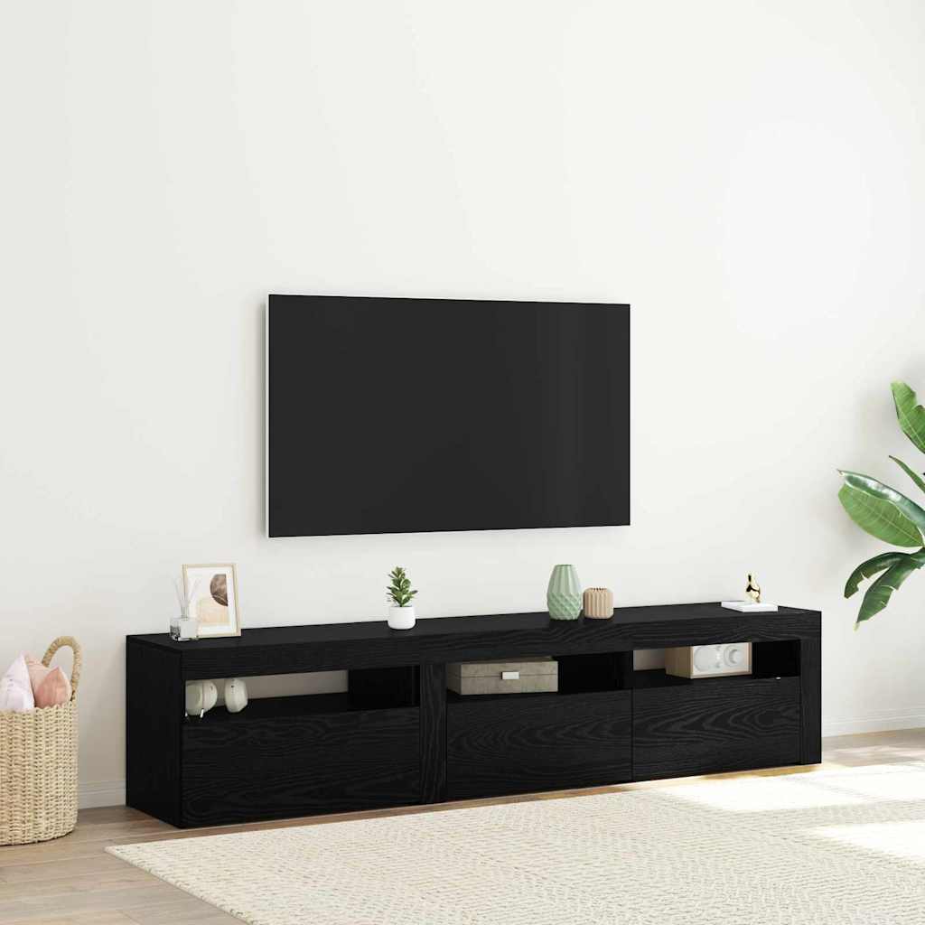 Ντουλάπι TV 2 pcs Μαύρη Οξυά 180 x 35 x 40 εκ