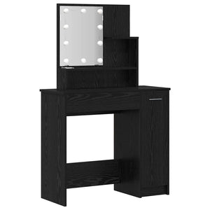 Σετ Τραπέζι Μακιγιάζ LED 2 pcs Μαύρη Οξυά Επεξεργασμένο ξύλο - Pakobazaar