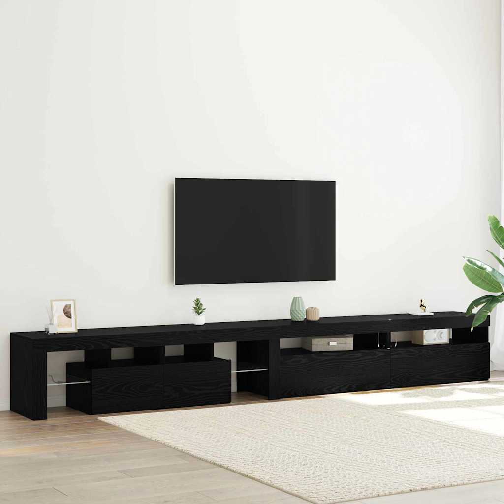 Ντουλάπι TV με led 3 pcs Μαύρη Οξυά 290 x 36,5 x 40 εκ