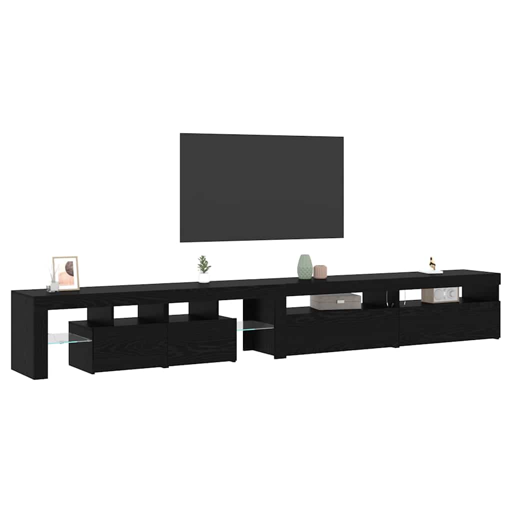 Ντουλάπι TV με led 3 pcs Μαύρη Οξυά 290 x 36,5 x 40 εκ