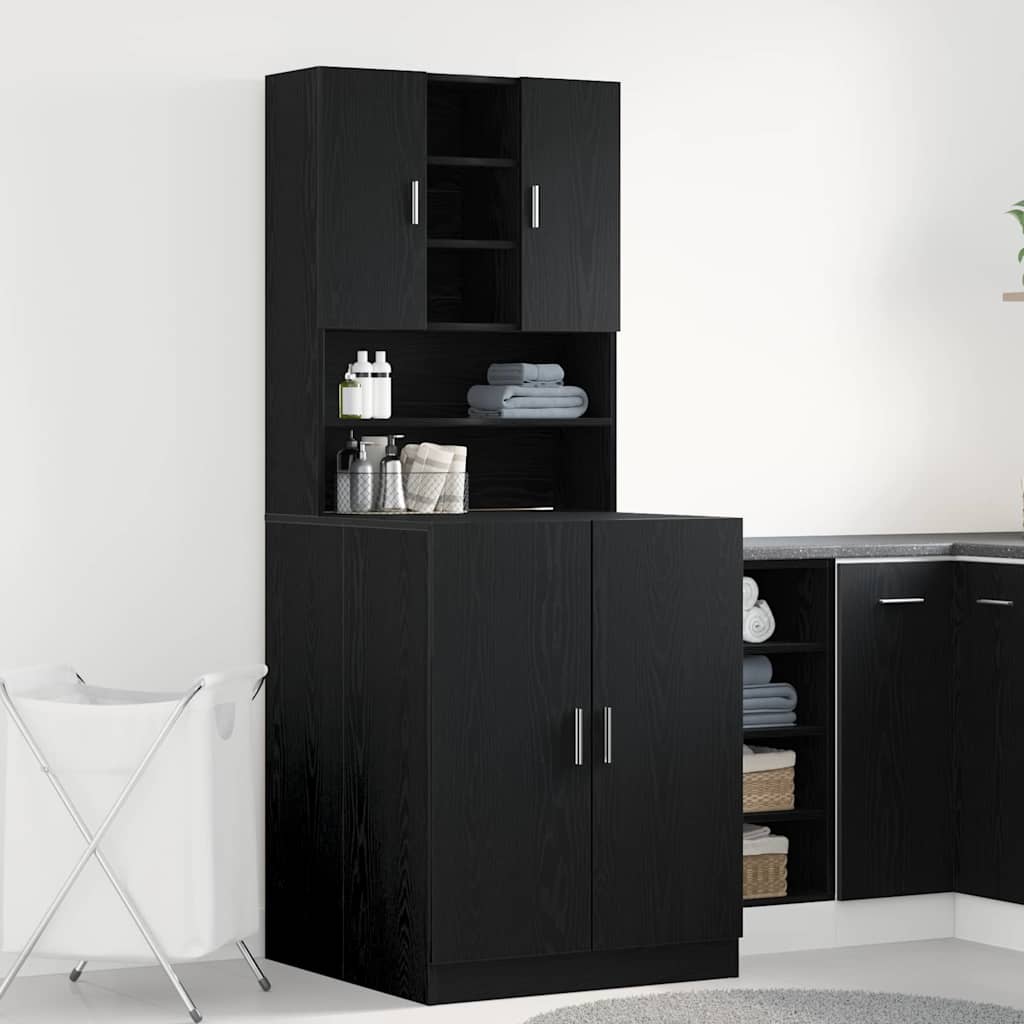 Ντουλάπα Πλυντηρίου 2 pcs Μαύρη Οξυά 70,5 x 71,5 x 181,5 εκ