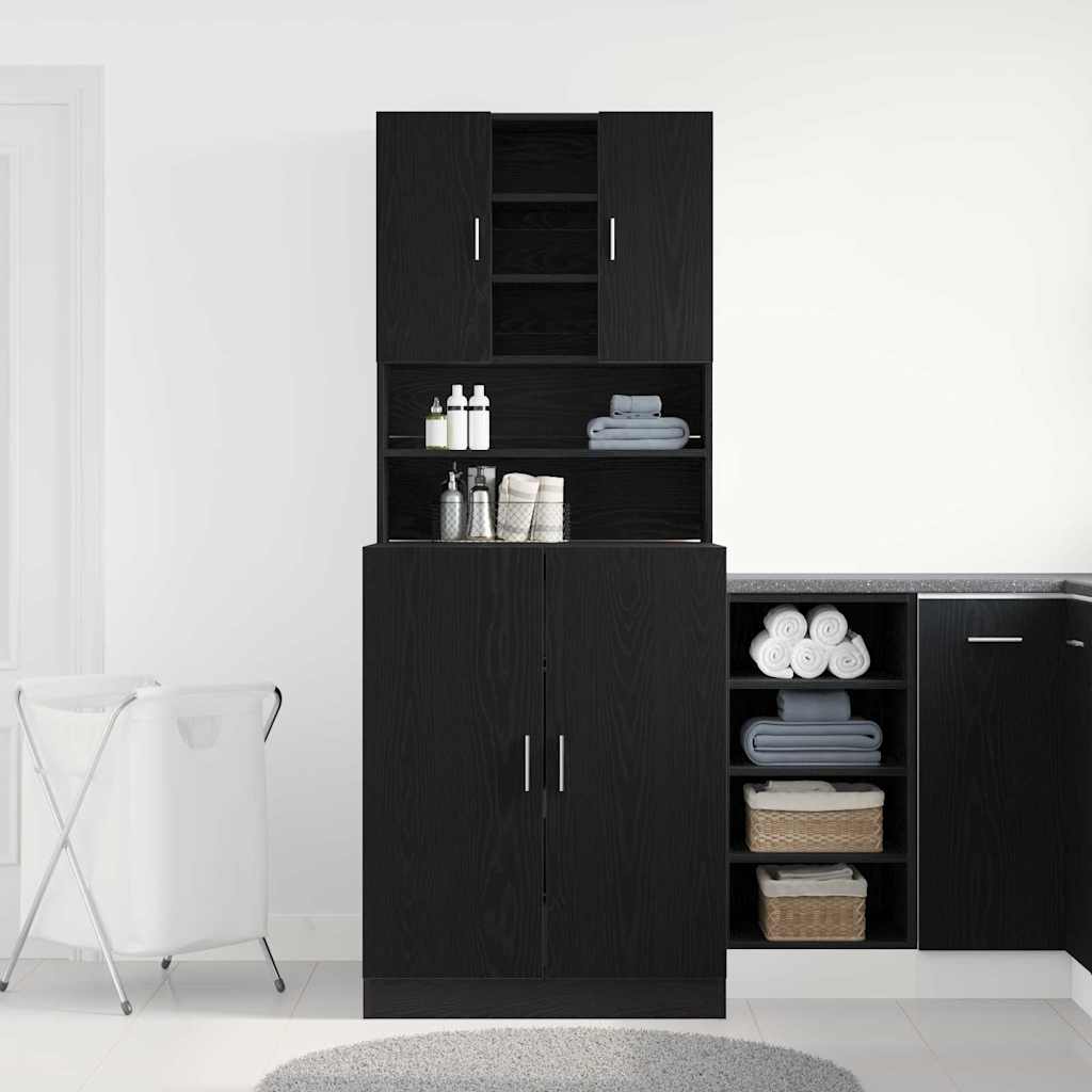 Ντουλάπα Πλυντηρίου 2 pcs Μαύρη Οξυά 70,5 x 71,5 x 181,5 εκ