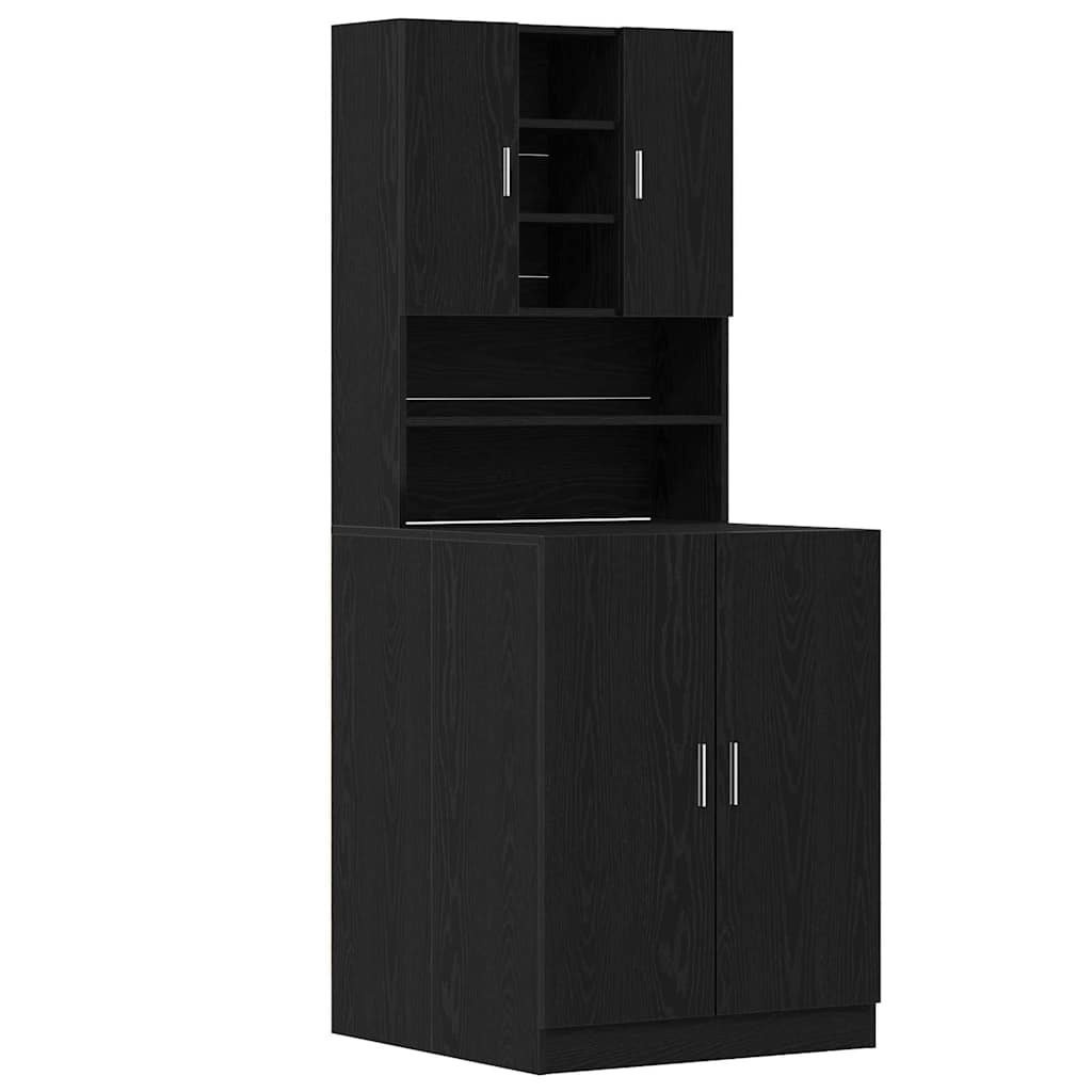 Ντουλάπα Πλυντηρίου 2 pcs Μαύρη Οξυά 70,5 x 71,5 x 181,5 εκ