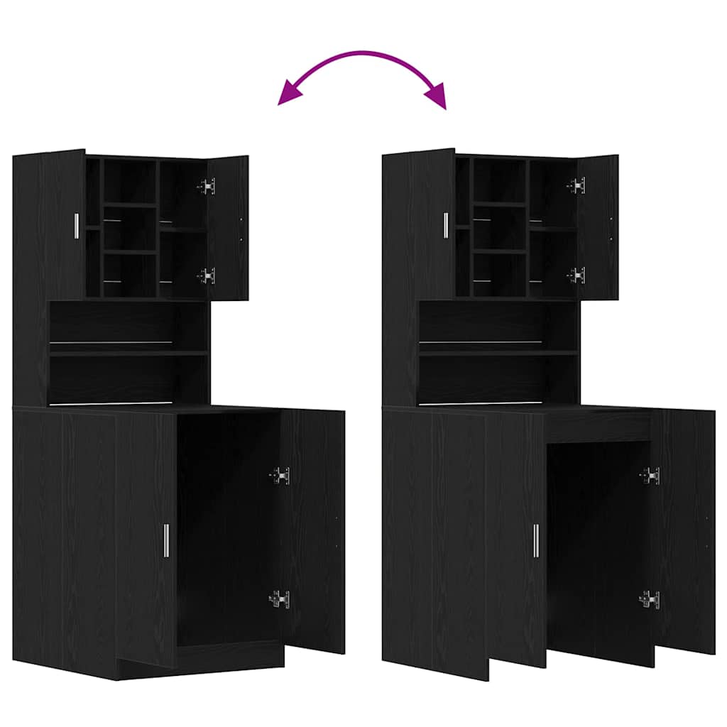 Ντουλάπα Πλυντηρίου 2 pcs Μαύρη Οξυά 70,5 x 71,5 x 181,5 εκ