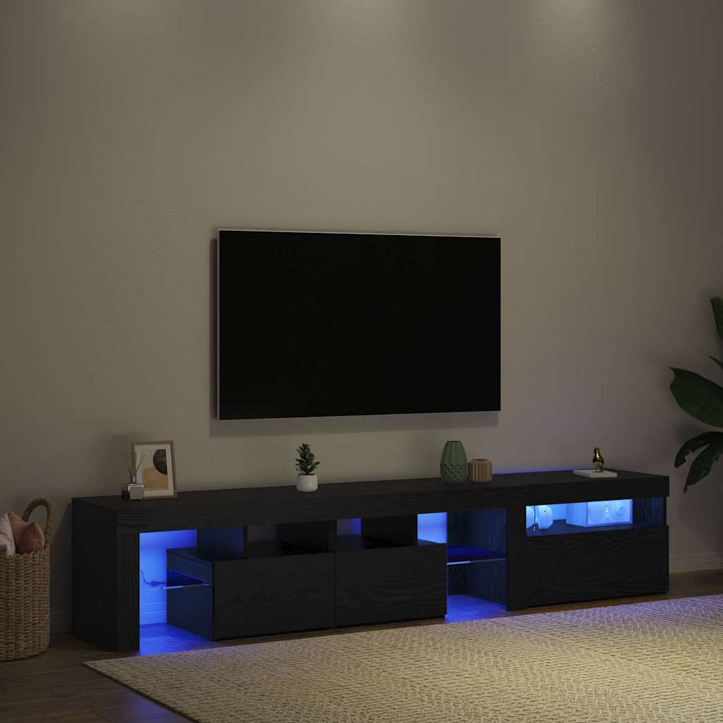 Ντουλάπι TV με led 2 pcs Μαύρη Οξυά 200 x 36,5 x 40 εκ