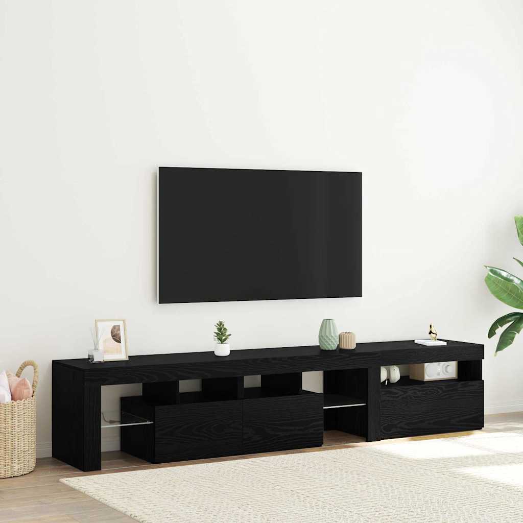 Ντουλάπι TV με led 2 pcs Μαύρη Οξυά 200 x 36,5 x 40 εκ