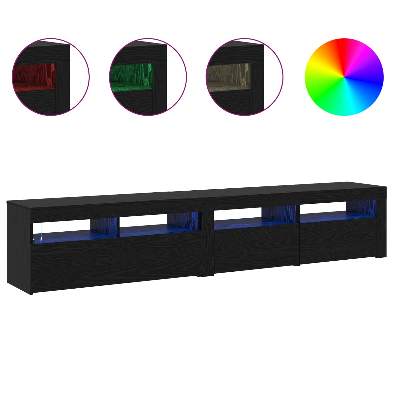 Ντουλάπι TV 2 pcs Μαύρη Οξυά 210 x 35 x 40 εκ