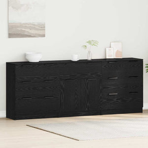 Πλαϊνό γραφείο με συρτάρι 3 pcs Μαύρη Οξυά 181 x 30 x 70 εκ. - Pakobazaar