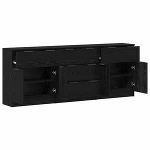 Πλαϊνό γραφείο με συρτάρι 3 pcs Μαύρη Οξυά 181 x 30 x 70 εκ. - Pakobazaar